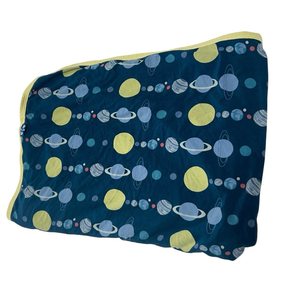 KicKee Pants Swaddle Baby Blanket Planets Bamboo Blue Yellow